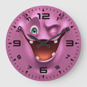 Grande Horloge Ronde Crazy Purple Funny Devil