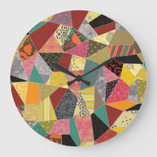 Grande Horloge Ronde Crazy Quilt Patchwork