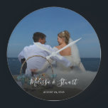 Grande Horloge Ronde Create your own personal photo wedding<br><div class="desc">Créez votre propre horloge murale photo mariage. Ajoutez votre plus belle photo de mariage,  vos noms et votre date de mariage. Un cadeau mariage très personnel.</div>