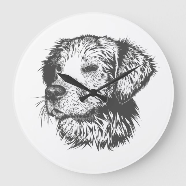 Grande Horloge Ronde Create Your Own Pet Dog Customized (Recto)