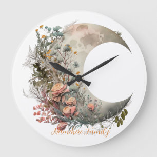 Grande Horloge Ronde Créez vos propres roses de pêche florales croissan
