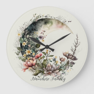 Grande Horloge Ronde Créez vos propres roses de thé Floral croissant de