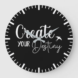 Grande Horloge Ronde Créez votre destinée - Gymnase, réussite, Hustle