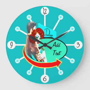 Grande Horloge Ronde Créez votre propre dîner de les années 50 Vinta