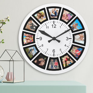 Grande Horloge Ronde Créez votre propre famille de collage photo person