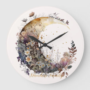 Grande Horloge Ronde Créez Votre Propre Fleur de Crépuscule Rustique en