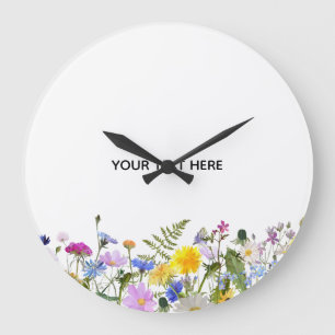 Grande Horloge Ronde Créez Votre Propre Floral Coloré