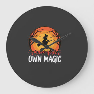 Grande Horloge Ronde Créez Votre Propre Magie Sorcière Halloween Design