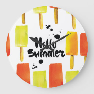 Grande Horloge Ronde Crème de glace : Aquarelle Vintage