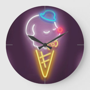 Grande Horloge Ronde Crème de glace de Neon