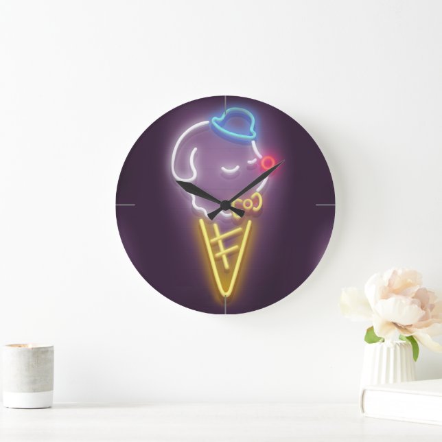 Grande Horloge Ronde Crème de glace de Neon (Maison)