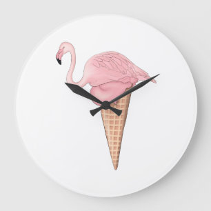 Grande Horloge Ronde Crème glacée de Flamant rose