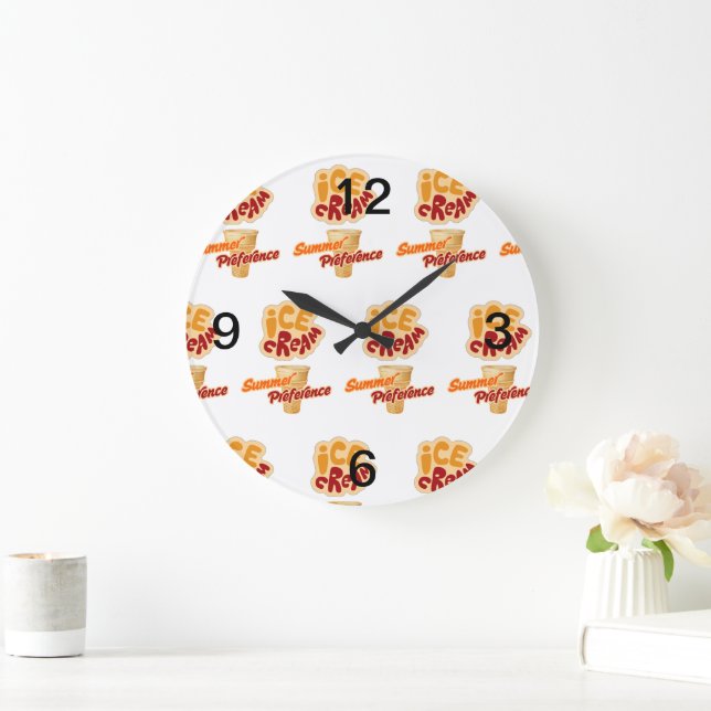 Grande Horloge Ronde crème glacée préférence estivale (Maison)