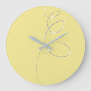 Grande Horloge Ronde Cristaux Canaries Jaunes Gris Infinité Diamant