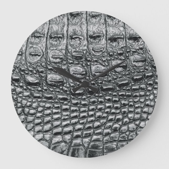 Grande Horloge Ronde Crocodile Noir : Météo Noire Mystique (Recto)