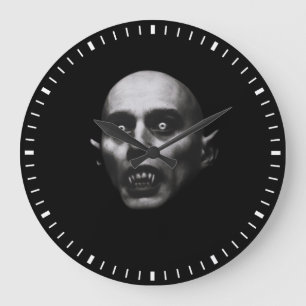 Grande Horloge Ronde Crocs de Vampire Gothique Horreur