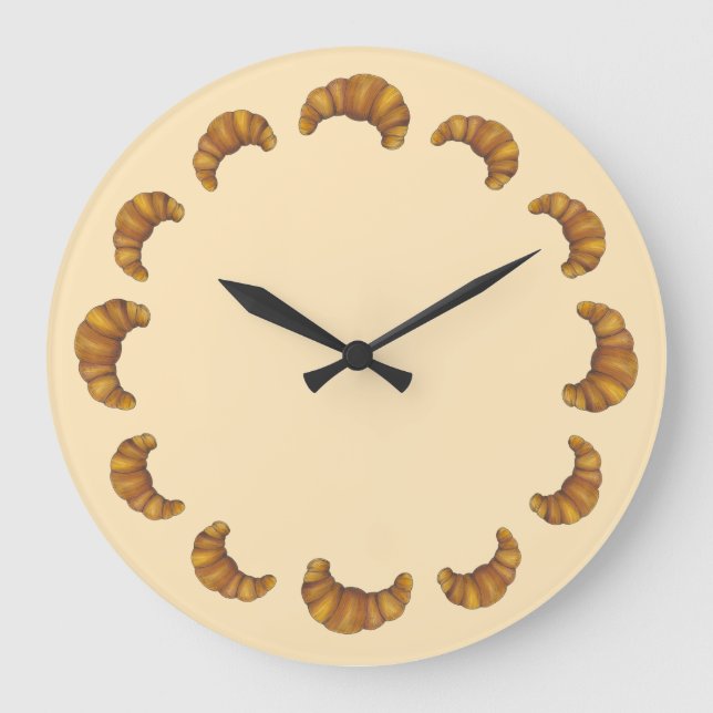 Grande Horloge Ronde Croissants au beurre chaud boulangerie pâtisserie  (Recto)