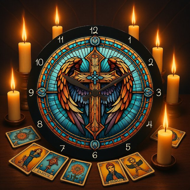 Grande Horloge Ronde Croix ailée céleste (Créateur téléchargé)