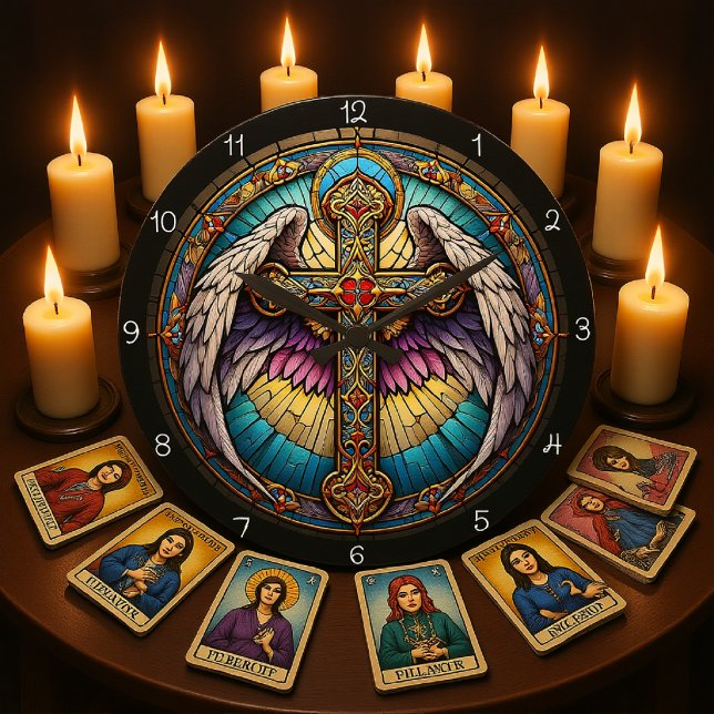 Grande Horloge Ronde Croix ailée divine (Créateur téléchargé)