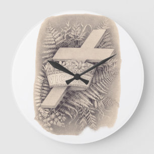 Grande Horloge Ronde Croix avec couronne et victoire