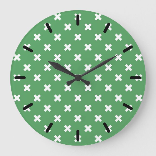 Grande Horloge Ronde Croix blanche sur le vert (Recto)