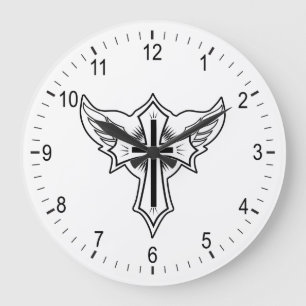 Grande Horloge Ronde Croix chrétienne