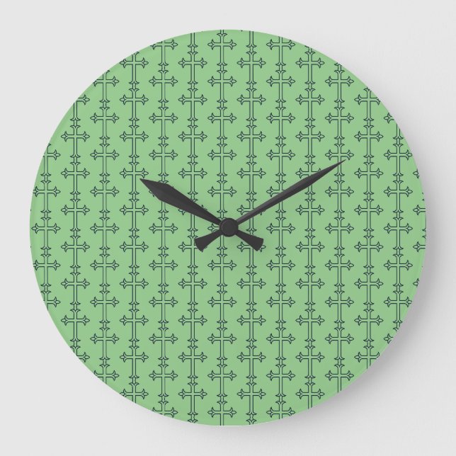 Grande Horloge Ronde Croix Chrétienne Classique Art Minimaliste Fin (Recto)