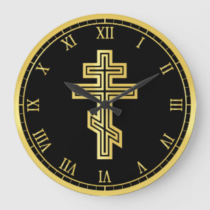 Grande Horloge Ronde Croix chrétienne orthodoxe