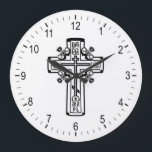 Grande Horloge Ronde Croix chrétienne orthodoxe<br><div class="desc">Croix chrétienne orthodoxe</div>