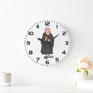 Grande Horloge Ronde Croix de Monk dans Robe Médiévale Religieux