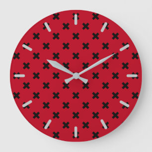 Grande Horloge Ronde Croix noire sur le rouge