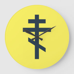 Grande Horloge Ronde Croix orthodoxe à huit pointes, art dévotionnel sa