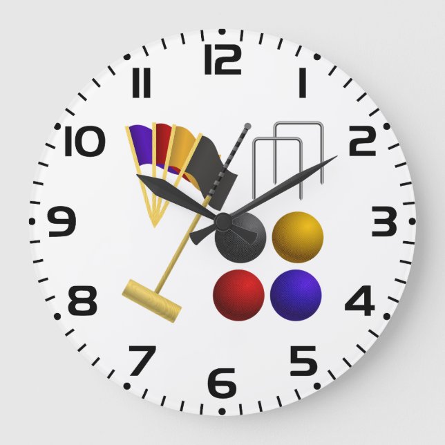 Grande Horloge Ronde Croquet Equipment Set Mallet Balls Hoops (Recto)