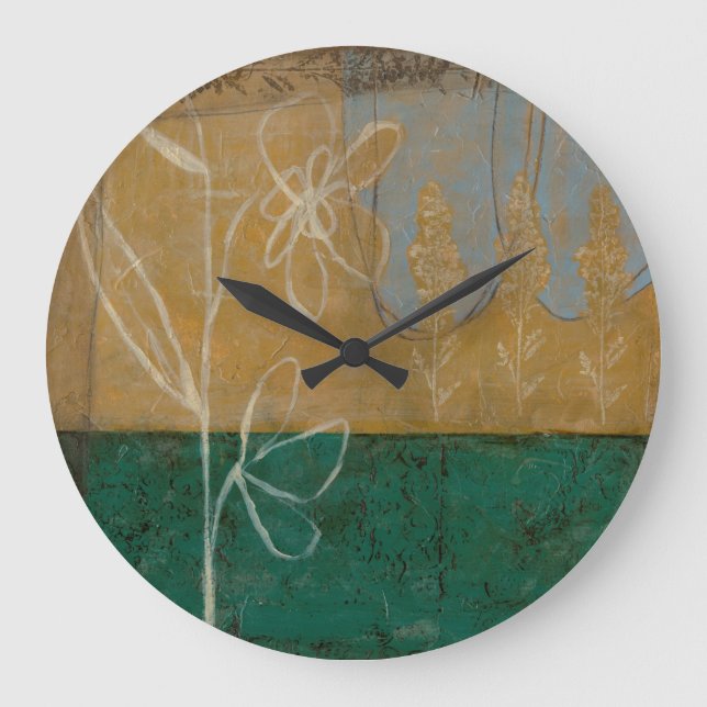 Grande Horloge Ronde Croquis floral avec le fleur sauvage et les (Recto)