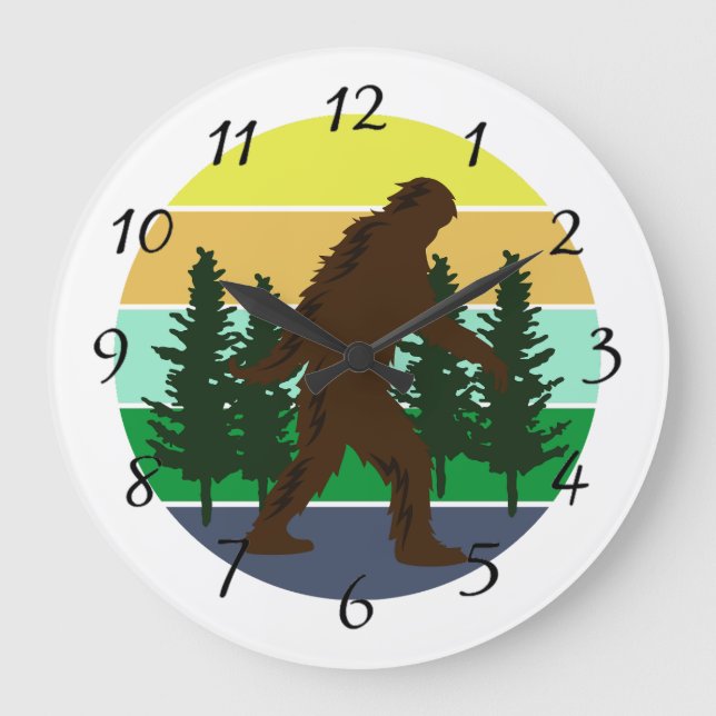 Grande Horloge Ronde Croyant Sasquatch | Vintage Sunset Bigfoot (Recto)