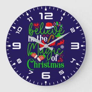 Grande Horloge Ronde Croyez en la magie de Noël-82307