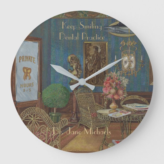 Grande Horloge Ronde Cru dentaire de gouache d'aquarelle de salle (Recto)