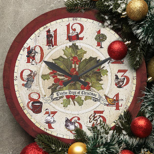 Grande Horloge Ronde Cru douze jours de Noël
