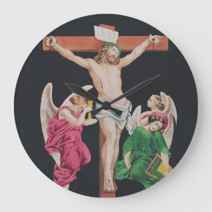 Grande Horloge Ronde Crucifixion médiévale de Jésus-Christ