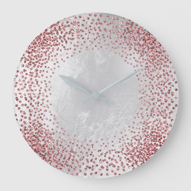 Grande Horloge Ronde Crystals Confetti Parties scintillant Rose rose ar (Recto)