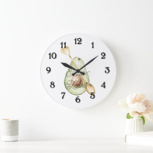 Grande Horloge Ronde Cuillère de cœur d'avocat Amour Vrai