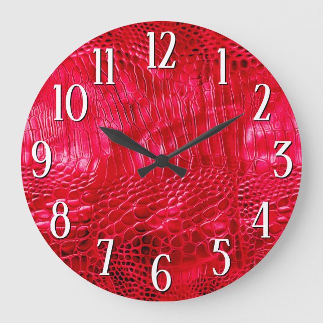 Grande Horloge Ronde Cuir Faux Rouge (Recto)