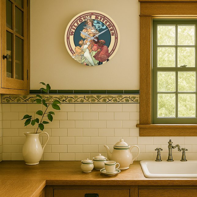 Grande Horloge Ronde Cuisine Art Nouveau de l'époque victorienne (Créateur téléchargé)