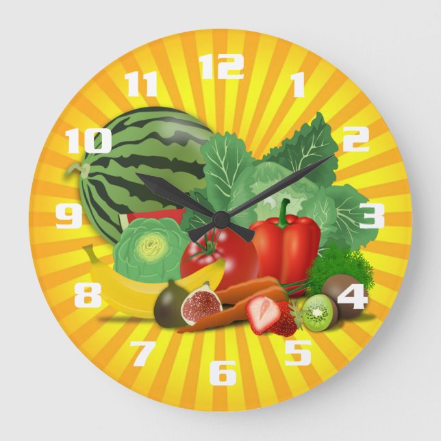 Grande Horloge Ronde Cuisine aux fruits et légumes (Recto)