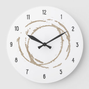 Grande Horloge Ronde Cuisine avec taches de café