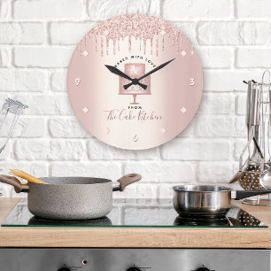 Grande Horloge Ronde Cuisine boulangerie Pâtisserie Chef Rose Gold Part
