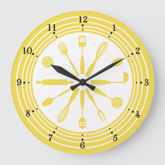Grande Horloge Ronde cuisine couleur personnalisée ustensiles de cuisin (Recto)