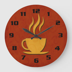 Grande Horloge Ronde Cuisine de café ou de thé raffinée et élégante