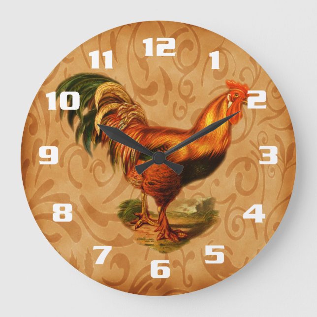 Grande Horloge Ronde Cuisine de Coq de Campagne Rustique (Recto)