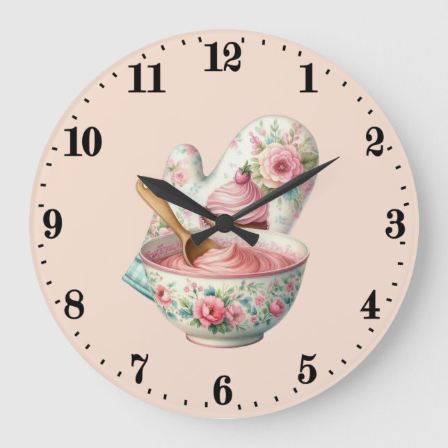 Grande Horloge Ronde Cuisine des amoureux de la pâtisserie mignonne  (Recto)
